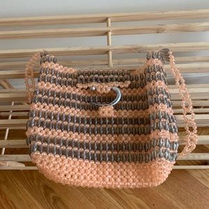 LIGHT PINK AND GREY BEADED BAG SLING